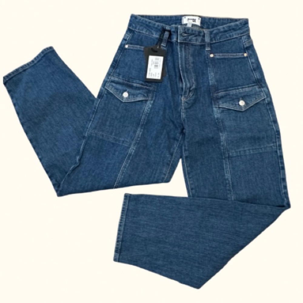 PAIGE Alexis Cargo Straight Leg Jeans NWT - Picture 6 of 7